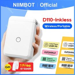 NIIMBOT D110 Thermal Label Machine Portable Mini Wireless Bluetooth Sticker Printer Home Office School Use Mobile Phone Editable