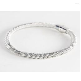 Link Bracelets Female Jewellery Simple Designer Charm Stainless Steel Silver Mesh Surface Chain Women Bangles