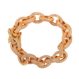 Iced Out Diamond Bracelets Mens Gold Sier Cross Link Chain Bracelet Hip Hop Jewellery Drop Delivery Dh6I7