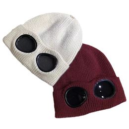 Winter Warm Knit Hats New Fashion Unisex Adult Windproof Ski Cap with Removable Glasses Thicken Sports Multi-function Caps