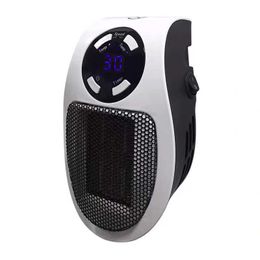 Home Heaters 500W Fan Heater Mini Electric Space Heater Portable Wall Outlet Heater with LED Display Adjustable Thermostat and Timer Mute HKD230904