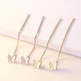 Dangle Earrings MIQIAO Real 18K Gold Butterfly Pendant Pure Au750 Light Luxury Tassel Design Fine Jewelry Gifts For Women EA020