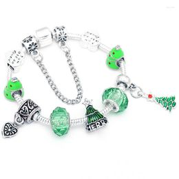 Strand Silver Jewellery Sweet Glass Diy Beads Original Bracelet Girls Green Christmas Tree Heart Shaped Accessories Gift