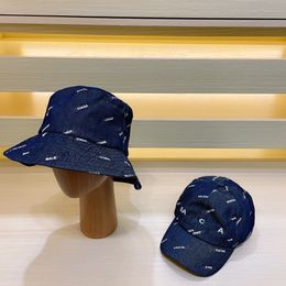 Fashion Street Denim Material Designer Ball cap Autumn and Winter bucket hat Dark Blue Letter Embroidery Adjustable Size casquette