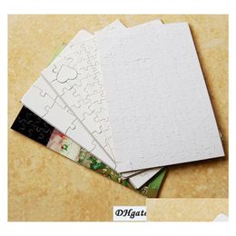Other Office School Supplies Wholesale A4 Blank Sublimation Jigsaw Puzzle 120 Pieces Heat Press Thermal Transfer Crafts Diy White Puzz Dh1Un