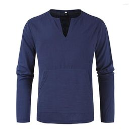 Men's T Shirts Mens Slim Fit Casual Shirt Long Sleeves Outdoor Office Top Linen Sport Blouse