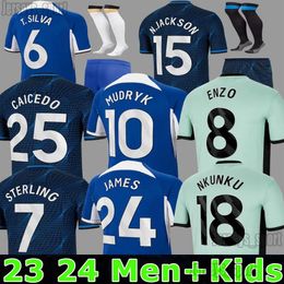 2023 2024 CAICEDO Nkunku Jackson CFC Soccer Jerseys Disasi 22 23 24 Enzo Mudryk JAMES STERLING Cucurella Chukwuemeka Football Shirt Men Kids Real