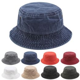 Designer Denim Bucket Hat Cowboy Hats Mens Womens Summer Outdoor Wide Brimmed Cotton Fishing Cap Plain Beach Jean Sun Visor 18 Solid Colours