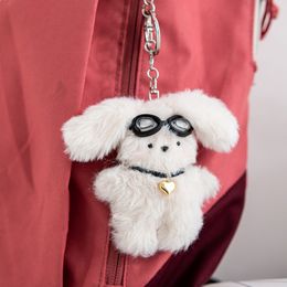 Plush Keychains 10cm Cute Pilot Rabbit Doll Keychain Ring Women Bag Charm Toy Car Party Favour Ornament Birthday Gift 230912