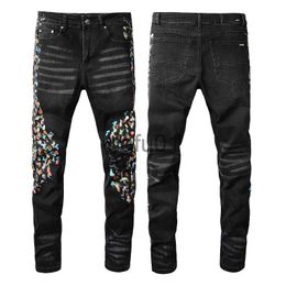 Men's Jeans 2022SS new European and American men's designer hip-hop jeans high street fashion tide brand cycling motorcycle wash patch le245t x0914