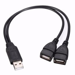 USB 2.0 A Male to 2 Dual USB Female Data Power Y Splitter USB Charging Power Cable Cord Extension Cable