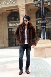 Men's Fur Faux Fur Mens Winter Faux Fur Coat Cool Warm Coats Fashion Brown Black Male Plus Size S-XXXLL230914