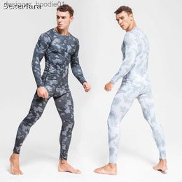 Mens Thermal Underwear Mens Long Johns Camouflage Compression Thermal Underwear Sports Suits Rashgard Tights Gym Clothes Jogging Sportswear For Men 201106 L23091
