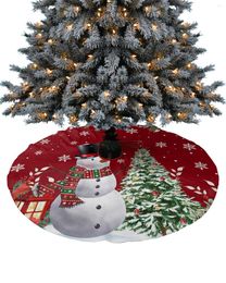 Christmas Decorations Poinsettia Snowman Tree Skirt Xmas For Home Supplies Round Skirts Base Cover