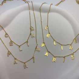 CELI Arc de Triomphe Letter Sign Double Layer Necklace with Full Diamond Gold Collar Light and Luxury Sense Small Chain
