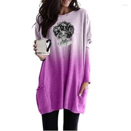 Women's Hoodies Autumn And Winter Casual Pullover 3D Abstract Face Print Loose Long Sleeve Sweatshirt Fashion Round Neck Women