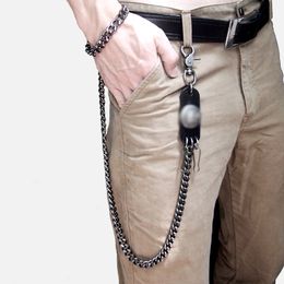 Men's Waist Key Chain Skull Head Leather Metal Vintage Hip Hop Gothic Punk Skeleton Pants Trousers Jean Biker Wallet Key Ring