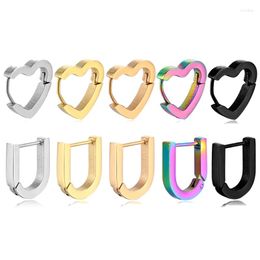 Hoop Earrings 1 Pair Women/Man Stainless Steel Hoops Earring Piercing Ear Cartilage Tragus Simple Thin Circle Anti-allergic Buckle