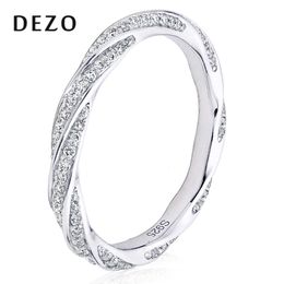 Wedding DEZO White Gold Colour Twist 2mm Wedding Band For Women 14K Plated 925 Sterling Silver 230914