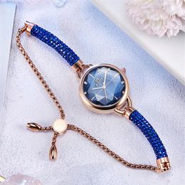 Contracted Fashion Temperament Quartz Watch Ladies Bracelet Business Exquisite Womens Watches Diamond Shiny Girls Wrist Watch Mult300P