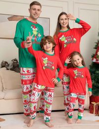Xmas letter Pajamas Christmas Matching Pajamas Set Home Clothing Mother Daughter Father Son Rompers Sleepwear dog red Outfit