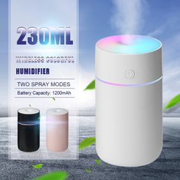 230ml Mini Humidifier USB Rechargeable Air Diffuser LED Light Portable Humidifier Air Freshener For Home Or Car