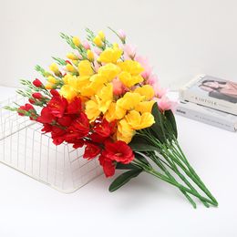 Faux Floral Greenery 1Pc Artificial Silk Gladiolus Flowers Real Touch Orchid Fake Flower for Wedding Party Home Festival Decoration
