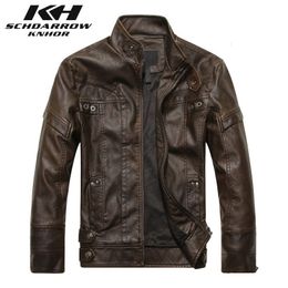 Men's Leather Faux KH Brand Motorcycle Jacket Stand Collar Bomber Jaqueta de couro masculina Casual Warm Coat Male 230912