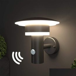 Wall Lamp Outdoor Led Light With Motion Sensor And Switch Steel Stainless Pir A-Class Energyadd Drop Delivery Home Garden El Supplies Dhcmx