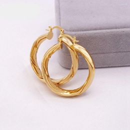 Hoop Earrings Thick Big Classic Circle Round Huggie 18K Yellow Gold Filled Copper Fashion Women Jewelry