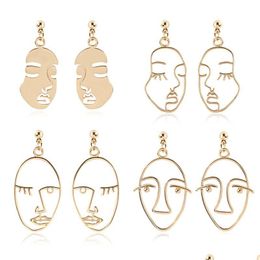 Dangle Chandelier Fashion Girl Face Abstract Line Earrings For Women Simple Human Pendant Earring Elegant Female Ear Jewellery Gifts Dro Dhs0U