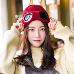 Berets Ear Protection Skullies Caps Men Beanie Cycling Cap Pilot Glasses Women Wool Knitted Hats Ski Korean Beanies