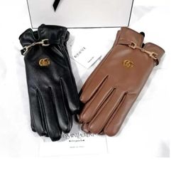 Luxury Designer Sheepskin Gloves Women Men Genuine Leather Lace Gloves High Quality Lady Glove Winter Fashion