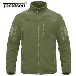 Men's Jackets TACVASEN Full Zip Up Tactical Green Fleece Jacket Thermal Warm Work Coats Mens Pockets Safari Jacket Hiking Outwear Windbreaker 230914