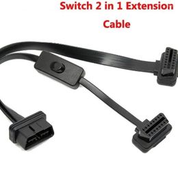 Splitter 1 In 2 Extension Cable Ultra-thin Elbow Noodles Diagnostic Connector Cord With Switch
