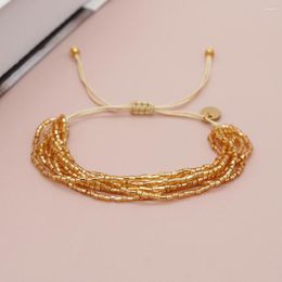 Strand Vlen Gold Colour Miyuki Multilayer Beaded Bracelet For Women Jewellery Handmade Stack Pulseras Mujer Moda Jewellery Gift