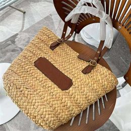 ybag Letter Woven Straw Tote Bag Shopping Basket Bags Large Capacity Designer Handbag Vacation Travel Bucket Bags Woman Totes Armpit Bag Purse 230515