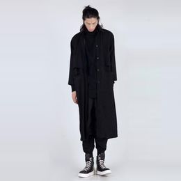 Men's Trench Coats Japanese dark arts temperament in the long jacket casual windbreaker men and women 230914