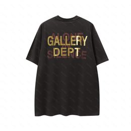 Galleries DEPT Harajuku 23SS Spring Vintage Washed Letters gold stamp Printed Logo T Shirt Loose Oversized Hip Hop Unisex Short Sleeve Tees 03