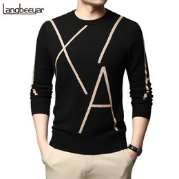 Mens Sweaters Fashion Brand Knit High End Designer Winter Wool Pullover Black Sweater For Man Cool Autum Casual Jumper Clothing 230912