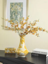 Vases Ceramic Vase Light Luxury Rich Yellow Flower Arrangement Lucky Decoration Living Room Entrance TV Cabinet