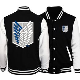 Men's Jackets Attack on Titan Baseball Uniform Anime Sports Clothing For Men Loose Oversize X-5XL Sportswears Pocket Jacket Male 230912