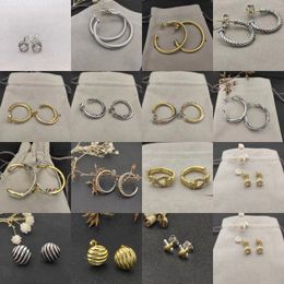 Silver Twisted Earrings Fashion Men Women White Pearl Diamond Designer Earring Love Earring Studs Woman Luxury Jewellery Wedding Gifts Top Quality