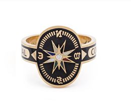 Foundrae Black Cigar Band Internal Compass gold enamel ring designer jewelry custom jelry designer The snake