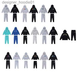 Women's Tracksuits Black Hoodie Trapstar Tracksuit Rainbow Towel Embroidery Decoding Hooded Sportswear Men and Women Sportswear Suit L230914