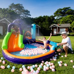 Inflatable Playground Pool for Kids Water Slide Game WaterSlide Park Jumping Castle Bounce House with Ball Pit Pool Bouncy House Jumper Outdoor Play Fun Small Toys