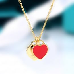 Woman Necklace designer accessories wholesale heart-shaped stainless steel double heart Jewellery Christmas ladies luxury women pendant diamond box wit