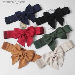 Belts Bowknot Waistband Elastic Bow Wide Stretch Bukle Waistband Belt 6 Colors Fashion Girl Dress Accessories Corset Korean Belts Q230914