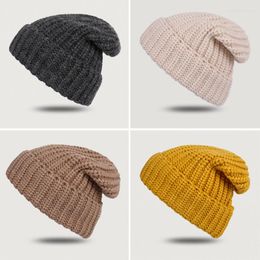 Berets Fashion Knitted Beanie Hat For Women Winter Men Skullies Beanies Hats Warm Casual Autumn Adult Cover Head Cap