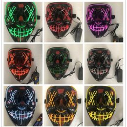 Halloween Mask With LED Lights Gadgets Fluorescent Light Fancy Masks 10 Colours Cosplay Custom Party Dress Glow In Dark 9000